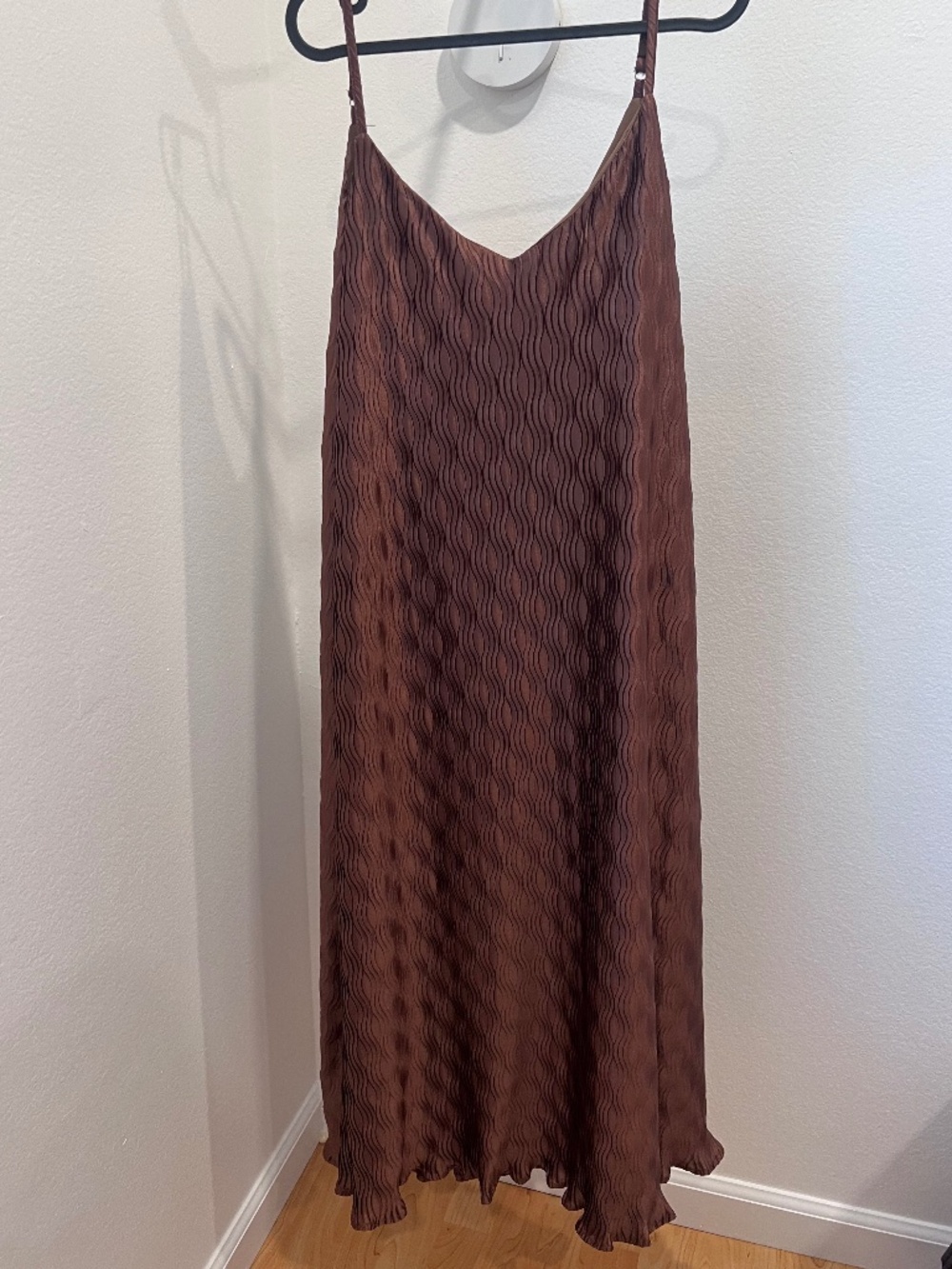 Textured Satin like brown maxi dress